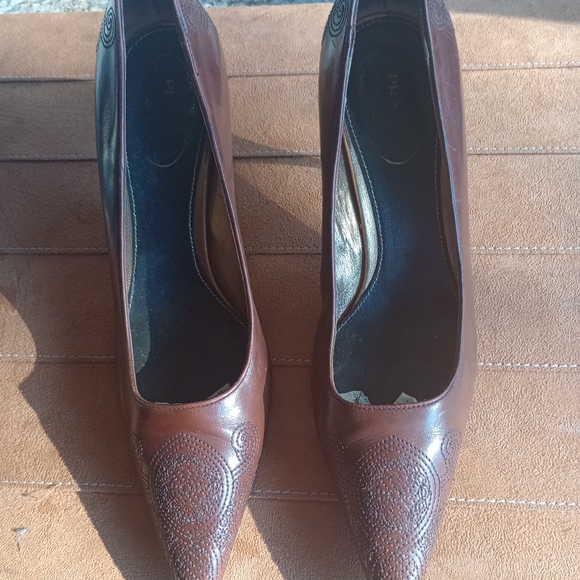 Prada Brown Pointed-Toe High Heel Pumps Size 7, (75) - Picture 1 of 8